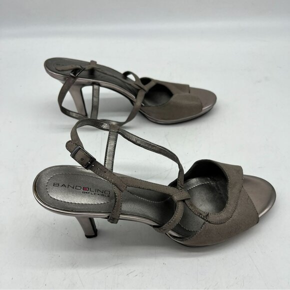 Bandolino Womens Swain Dress Pumps Sandals 9M Taupe Metallic Strappy Heeled - Picture 6 of 9